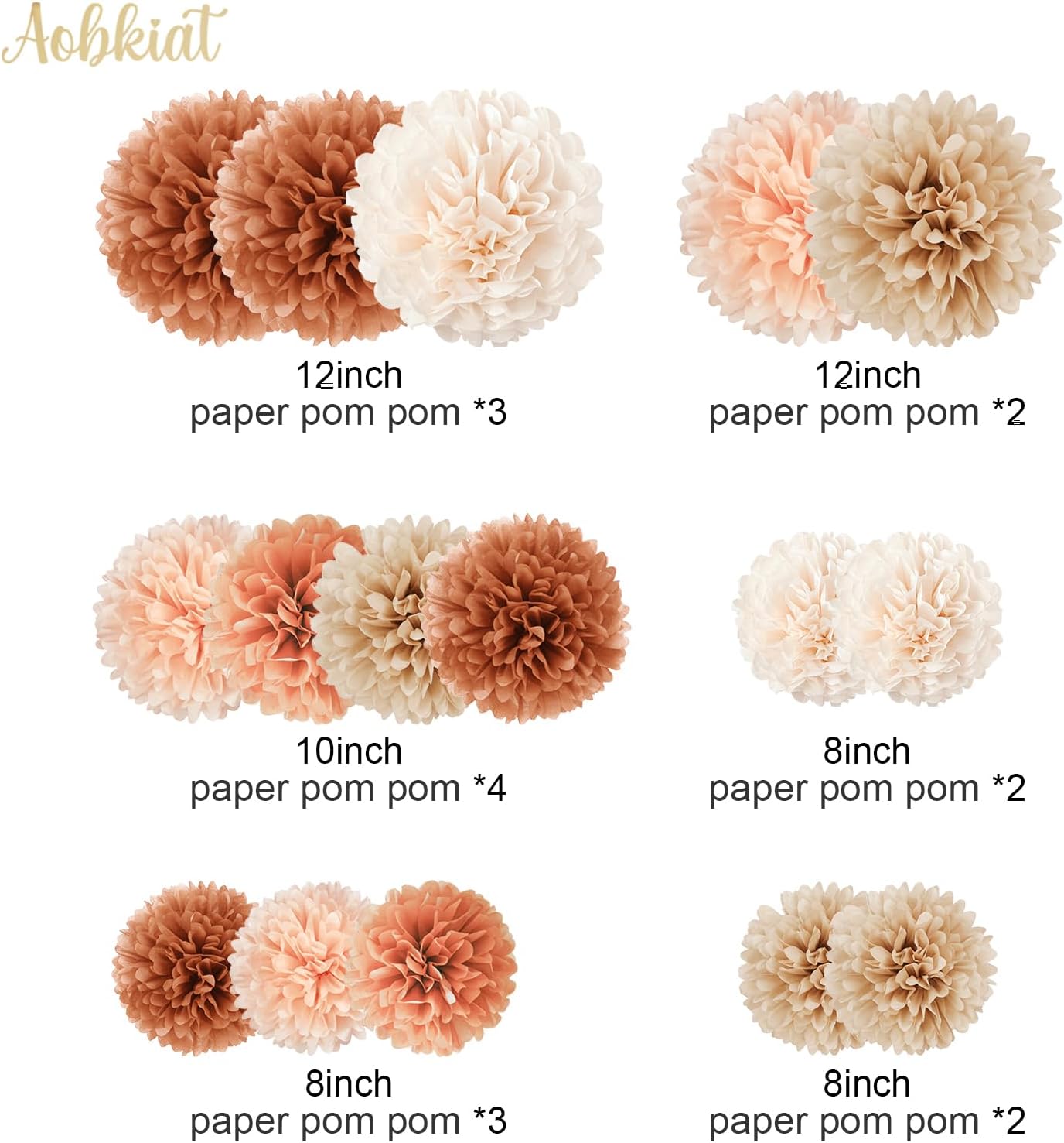 AOBKIAT Tissue Paper Pom Poms 16 PCS Fall Wedding Decorations