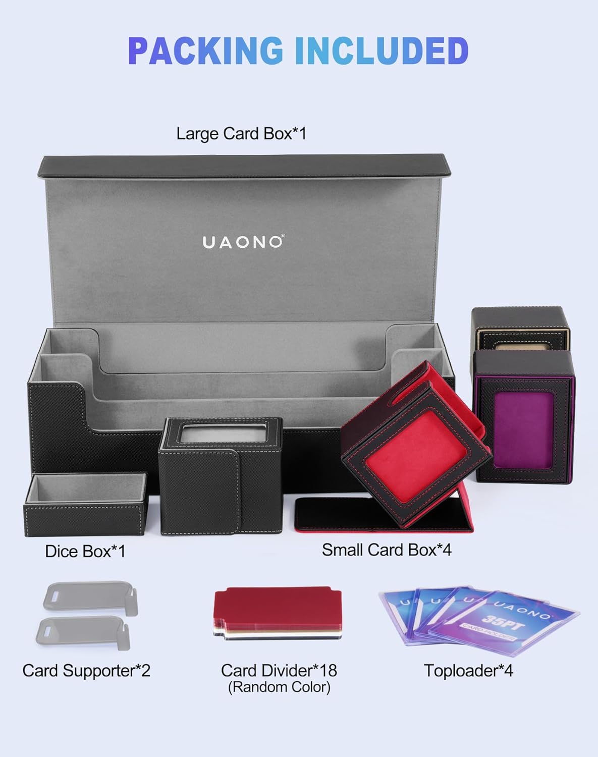UAONO 5 in 1 Card Deck Case with Storage Boxes