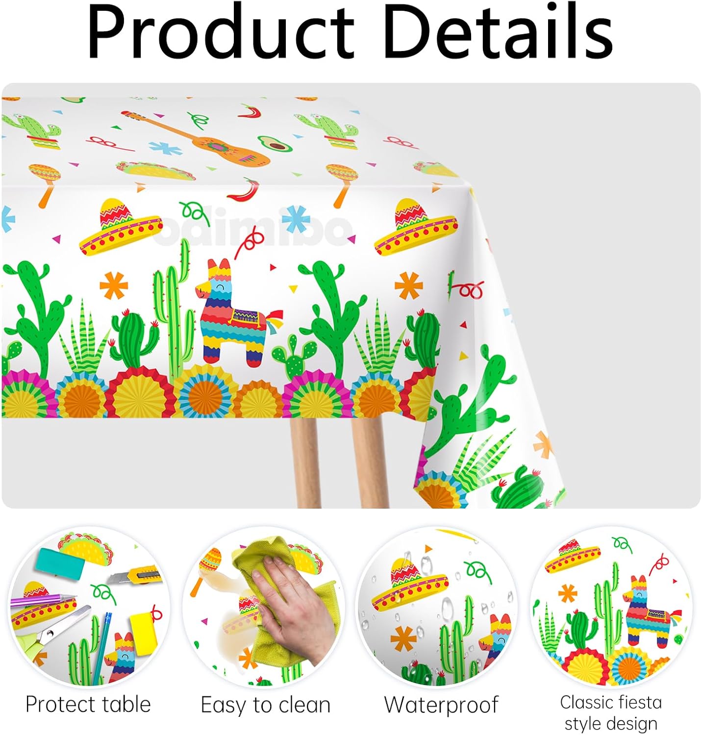 Odimibo Fiesta Tablecloth Plastic Disposable