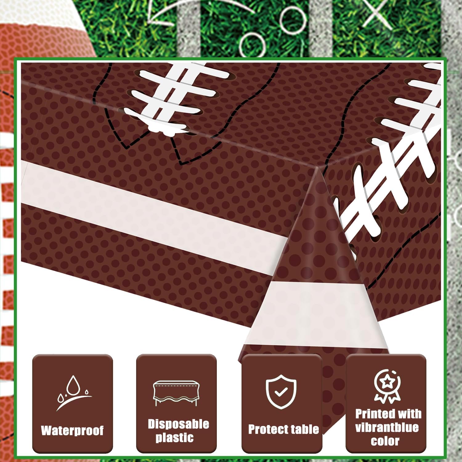 2 PCS Football Tablecloth for Gameday Party Decorations