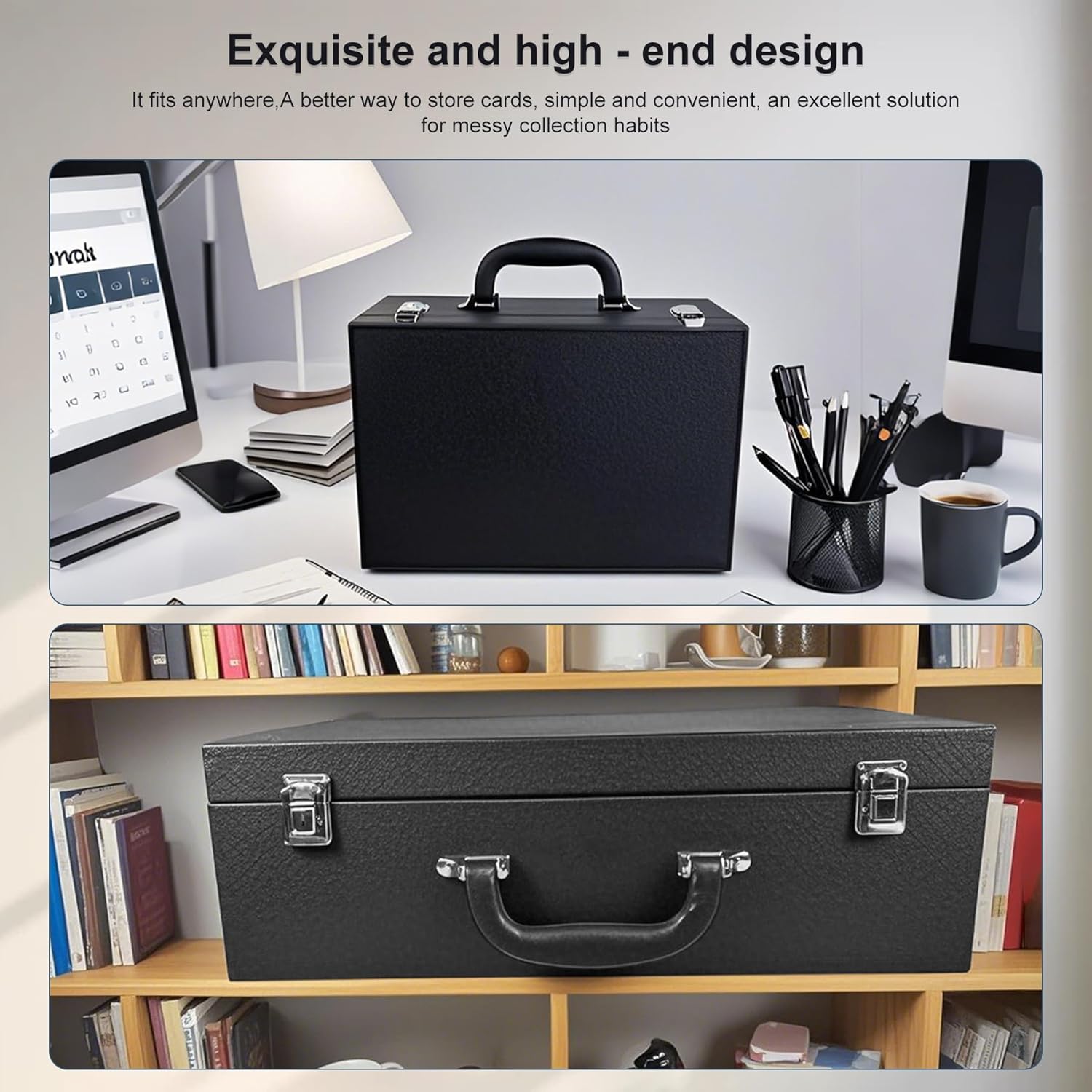 Card Storage Box for 3300 Trading Cards with Leather Closure
