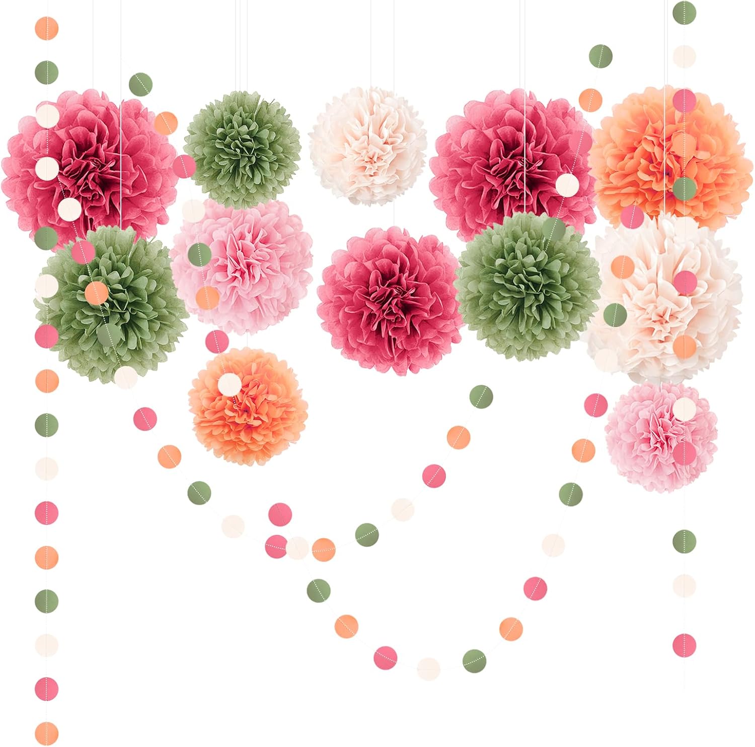 NICROLANDEE 15Pcs Pastel Tissue Pom Poms Decorations