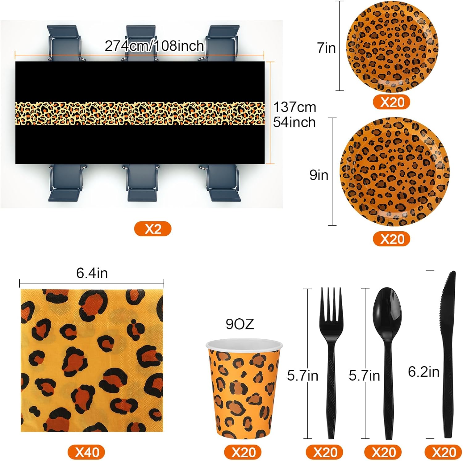 Oudain 162 Pcs Cheetah Party Decorations