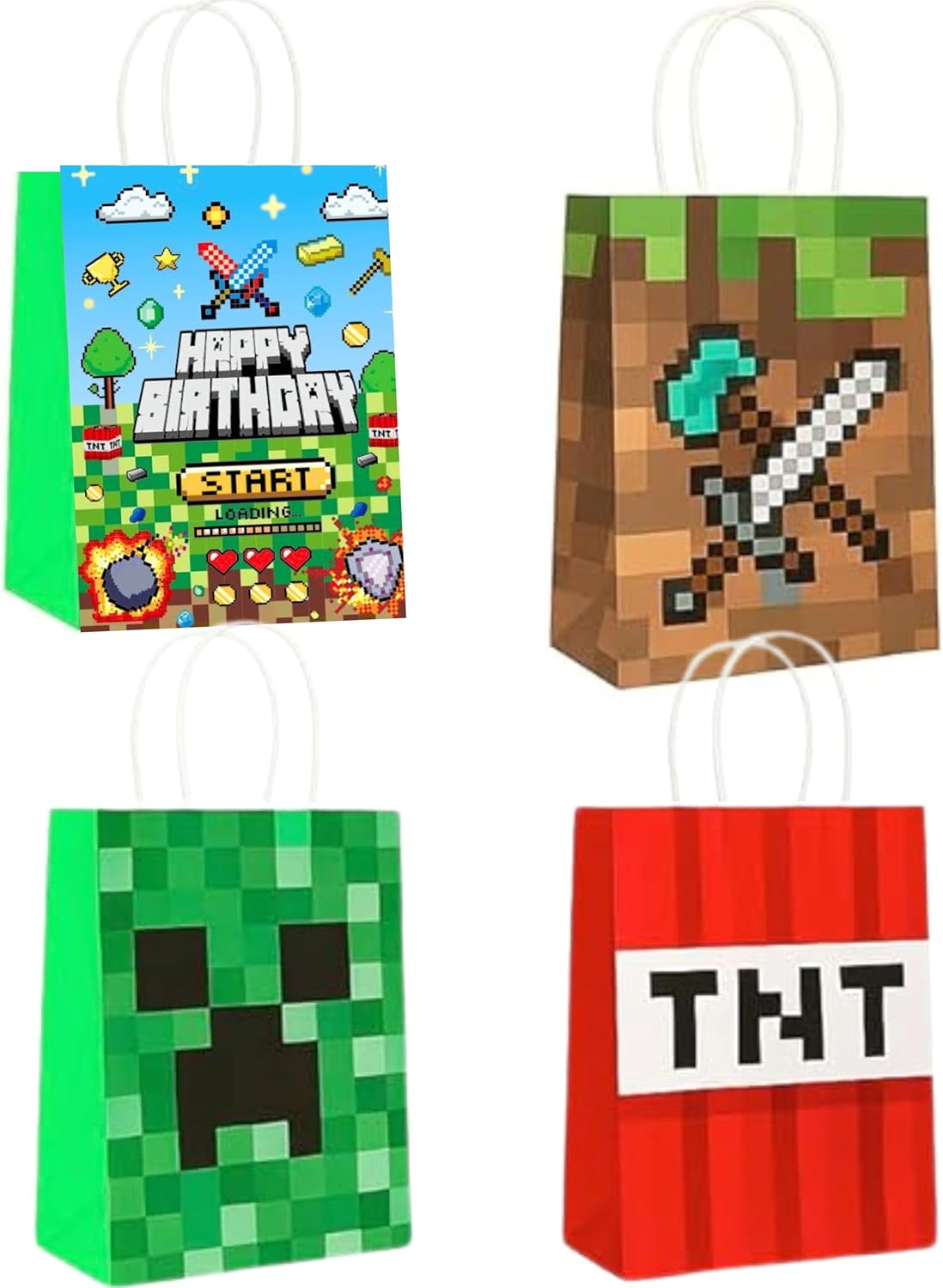FUNTON Pixel Party Bags Set 16pcs Gaming Decorations