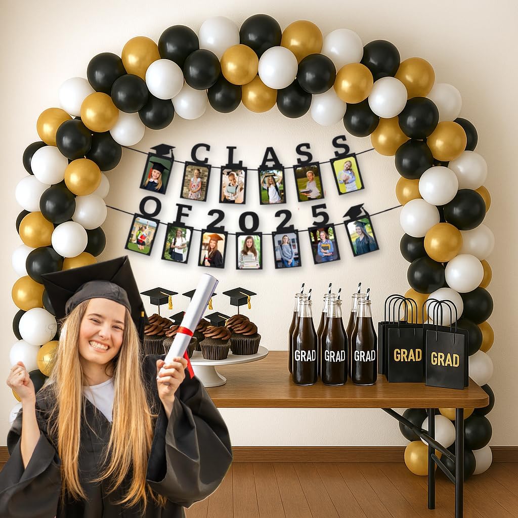 Class of 2025 Graduation Photo Banner with Pre-Strung Ribbons