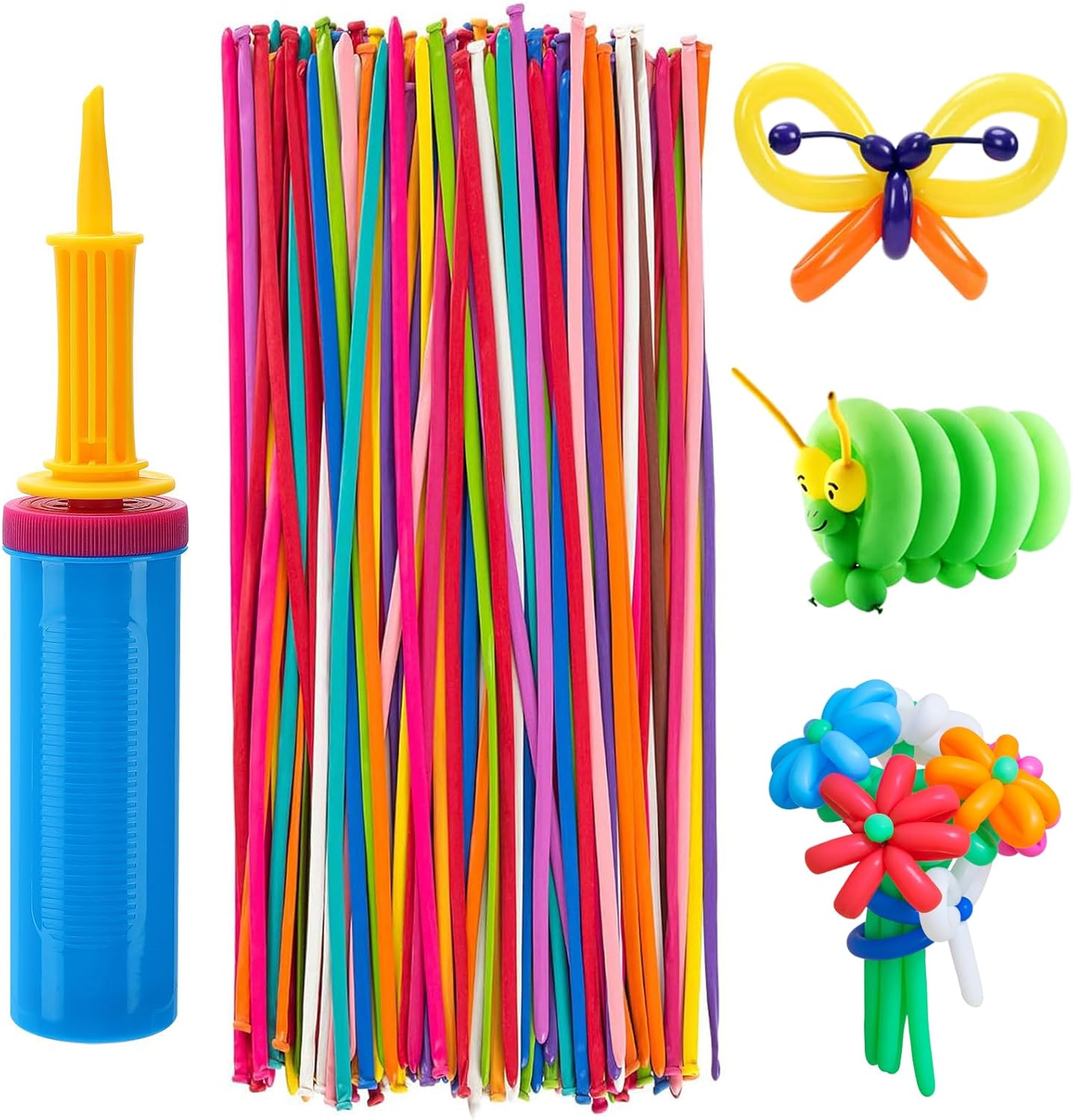 100 Pcs 260Q Balloons Kit with Pump for Kids