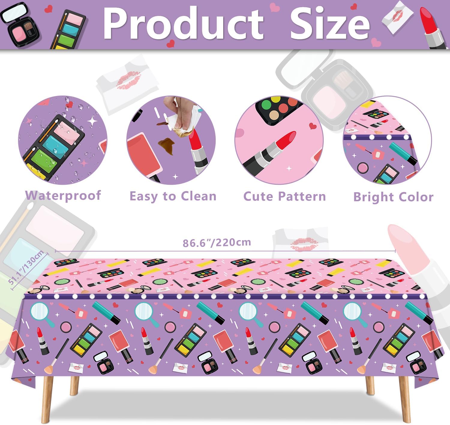 4 Pack Spa Makeup Party Table Covers 51 x 86 Inches