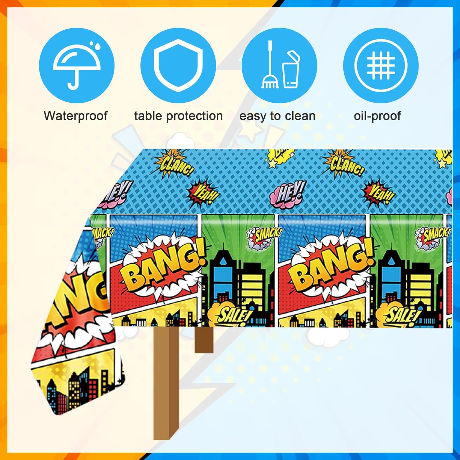 2pcs Hero Themed Birthday Tablecloth for Party Decorations