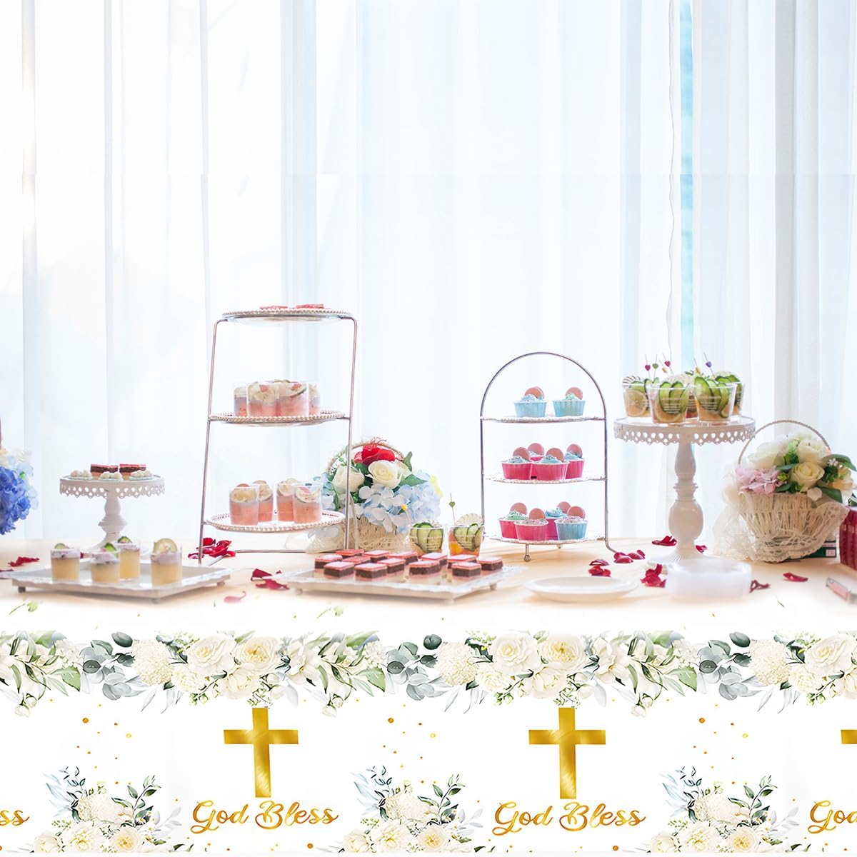 OULUN 2Pcs God Bless Party Tablecloth 42 x 70