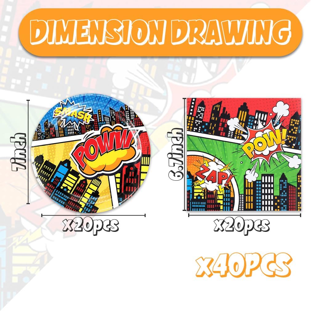 40 Piece Hero Theme Party Set - Birthday and Event Supplies