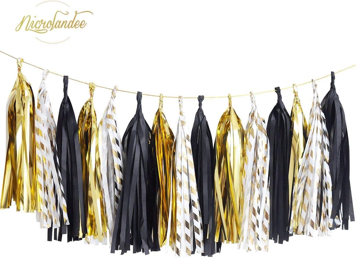 NICROLANDEE Black Gold Party Decorations 28 PCS