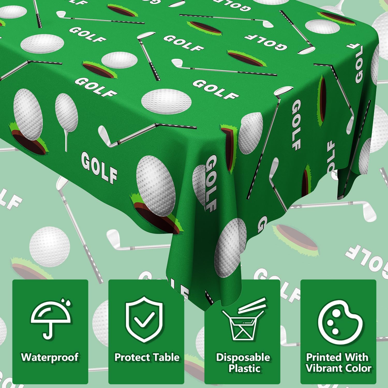 4 Pack Golf Theme Tablecloths for Birthday Parties