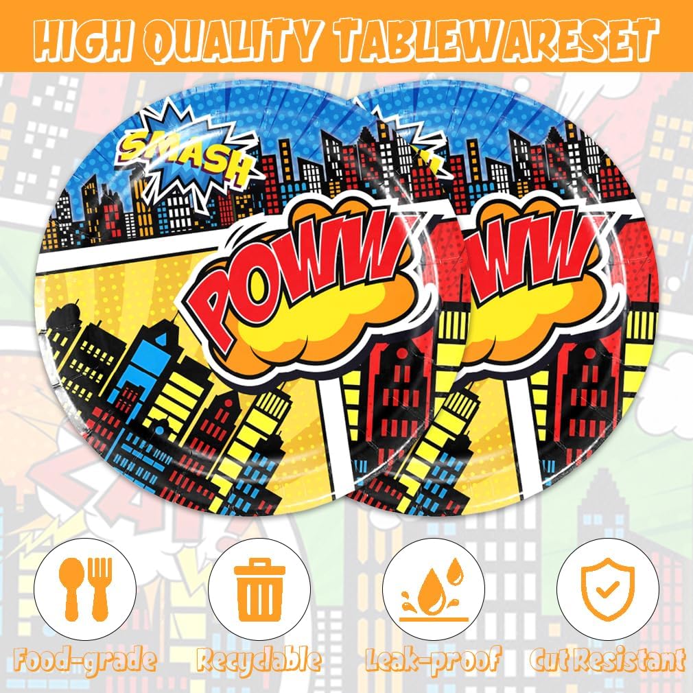 40 Piece Hero Theme Party Set - Birthday and Event Supplies