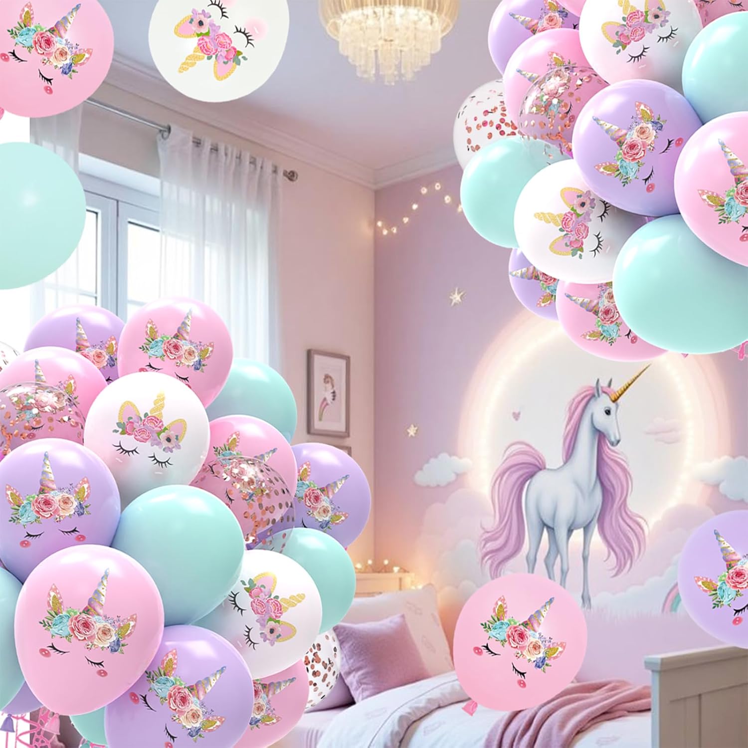 QIFU Unicorn Pastel Balloons 51pcs Party Decorations