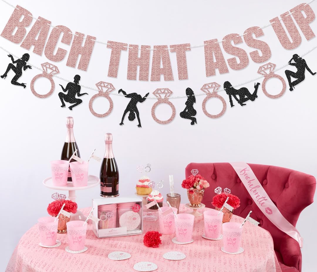 Bachelorette Party Rose Gold Banner Sign