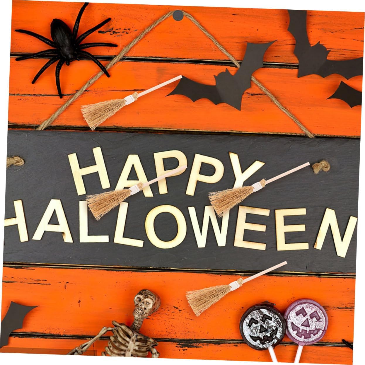 GLEAVI 12Pcs Miniature Witch Brooms Halloween Decor
