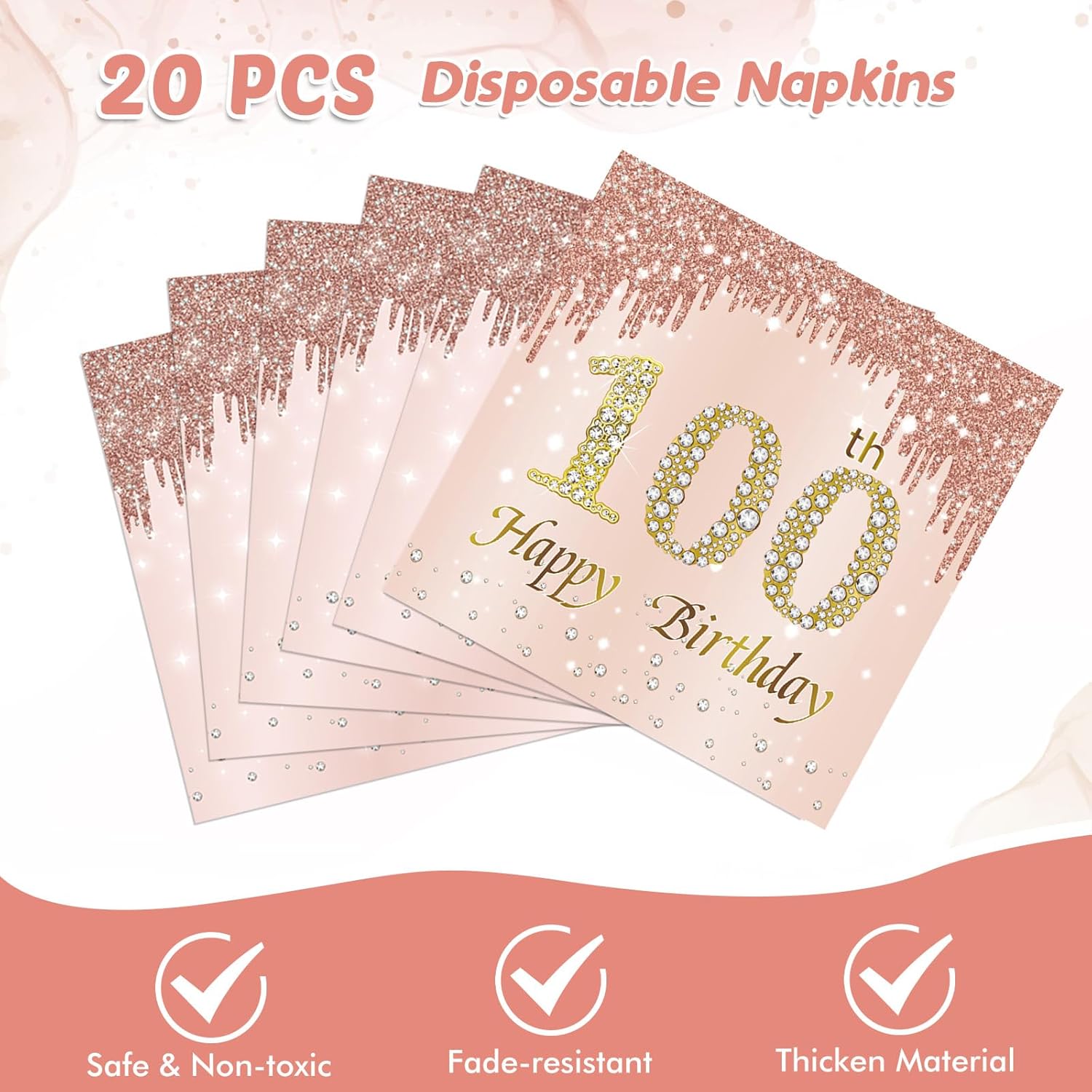 100th Birthday Decorations Rose Gold Party Supplies