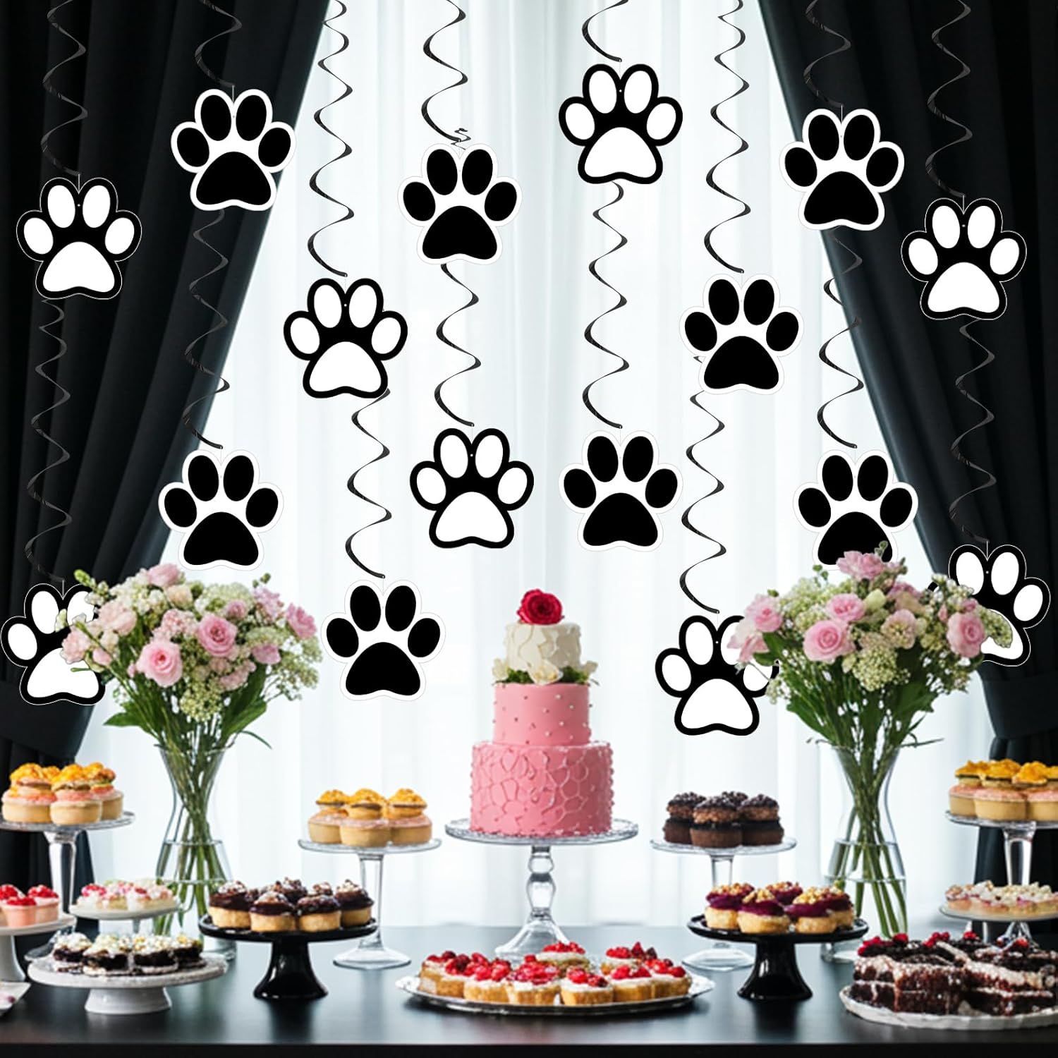 24 Pcs Dog Paw Print Party Hanging Streamers