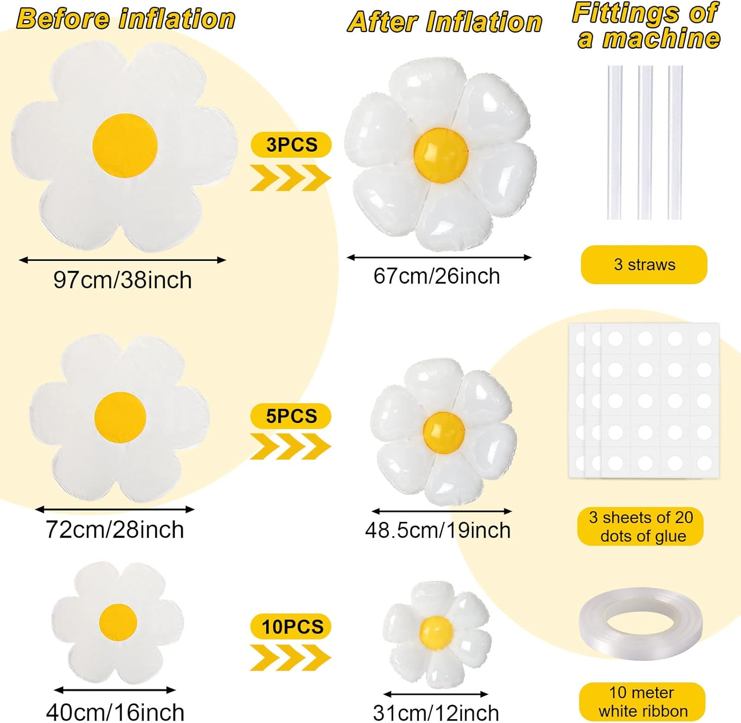 NOVWANG Daisy Balloons 18PCS Party Decorations