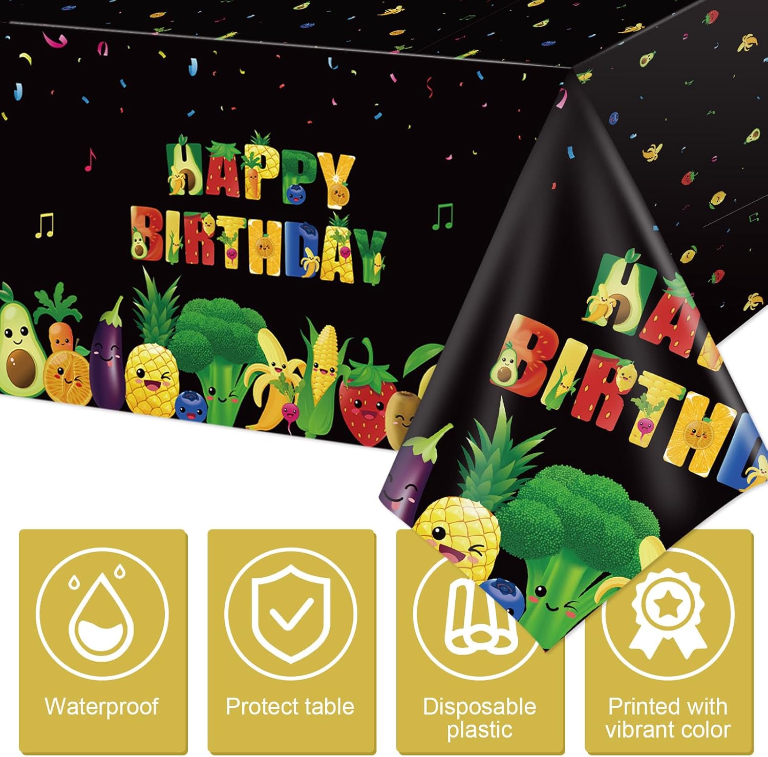 Tiamon 3 Pcs Fruit Tablecloths 54x108 Inch Birthday Party Decorations