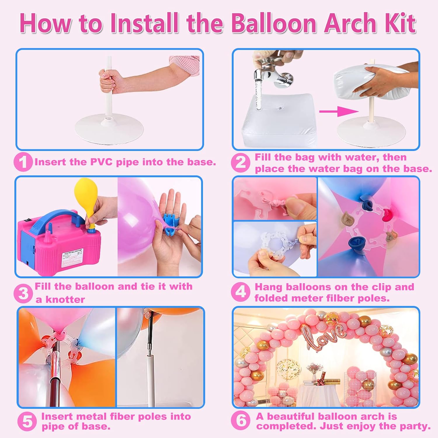 Balloon Arch Kit with Electric Pump 10ft Wide