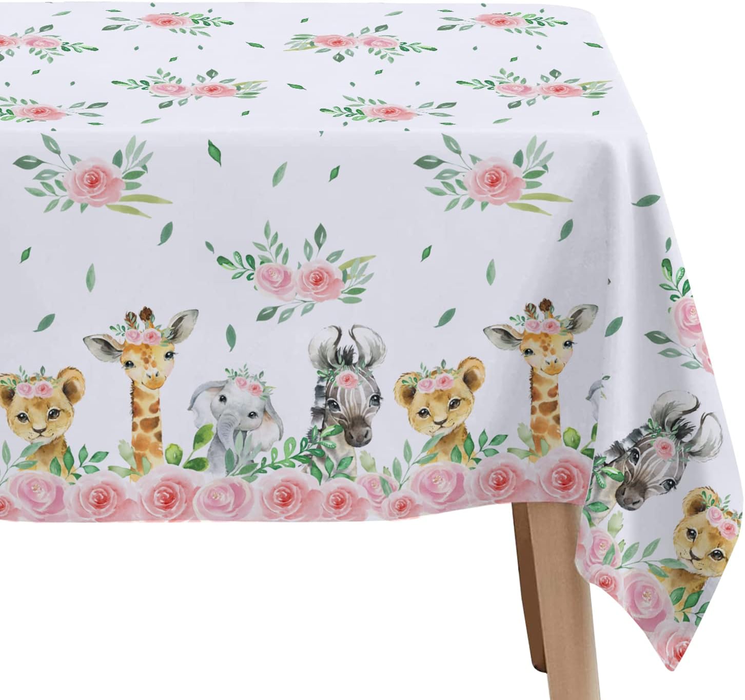Safari Tablecloth for Girls - 4 Pack Jungle Party Decor