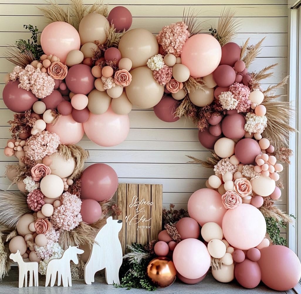 Dusty Pink Balloon Arch Kit 112pcs for Boho Parties