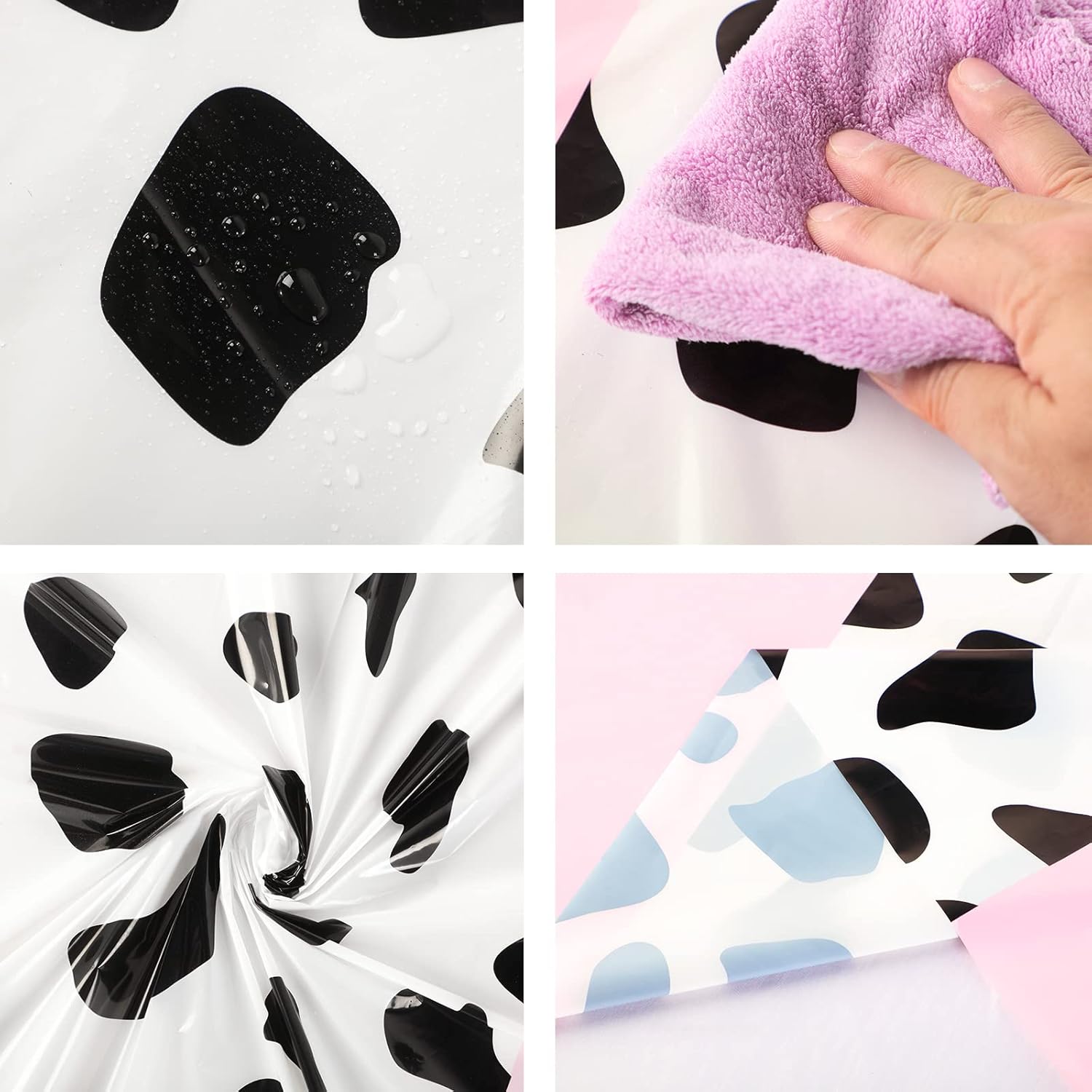 Oudain 4 Pcs Pink Cow Tablecloth for Parties