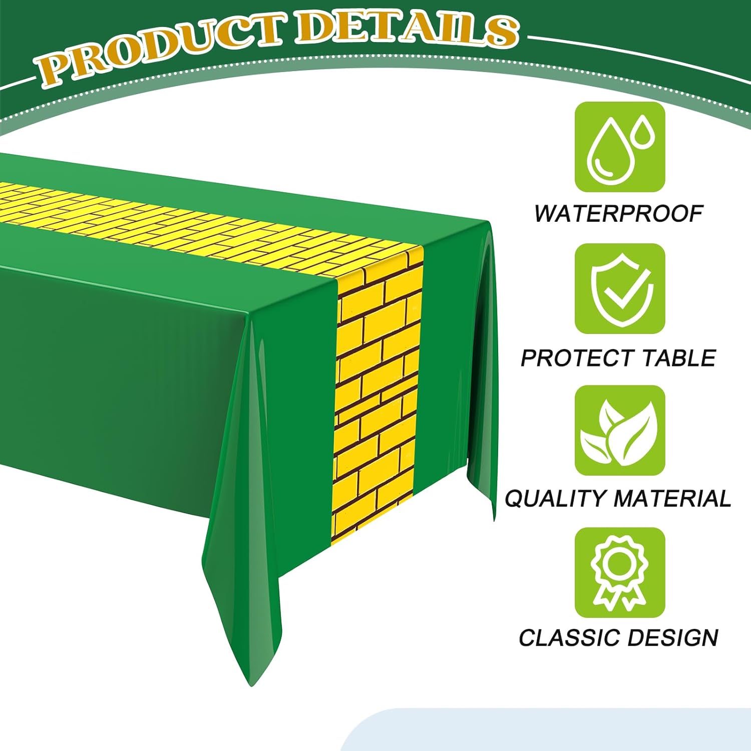 3 Pcs Yellow Brick Runner Tablecloth for Halloween Party