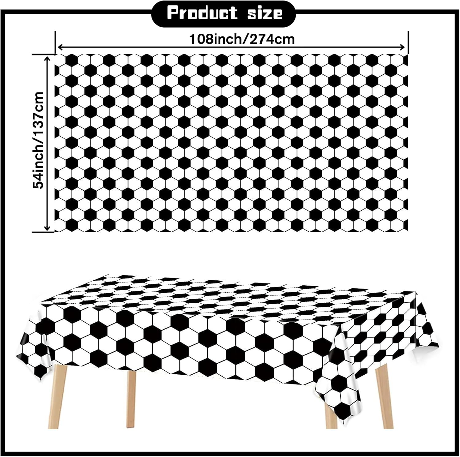 Kesfey Soccer Party Tablecloths 3 Pack 54x108 Inches