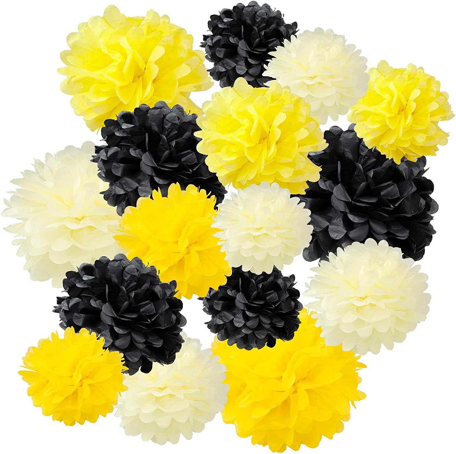 Set of 16 Black Yellow Bee Party Decorations