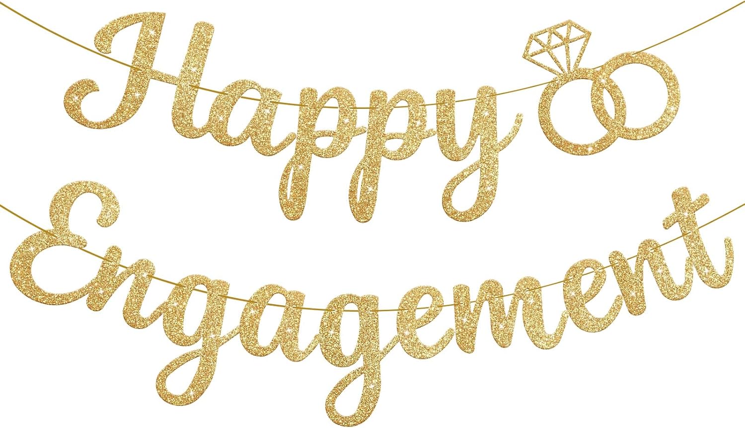 Gold Glitter Happy Engagement Banner