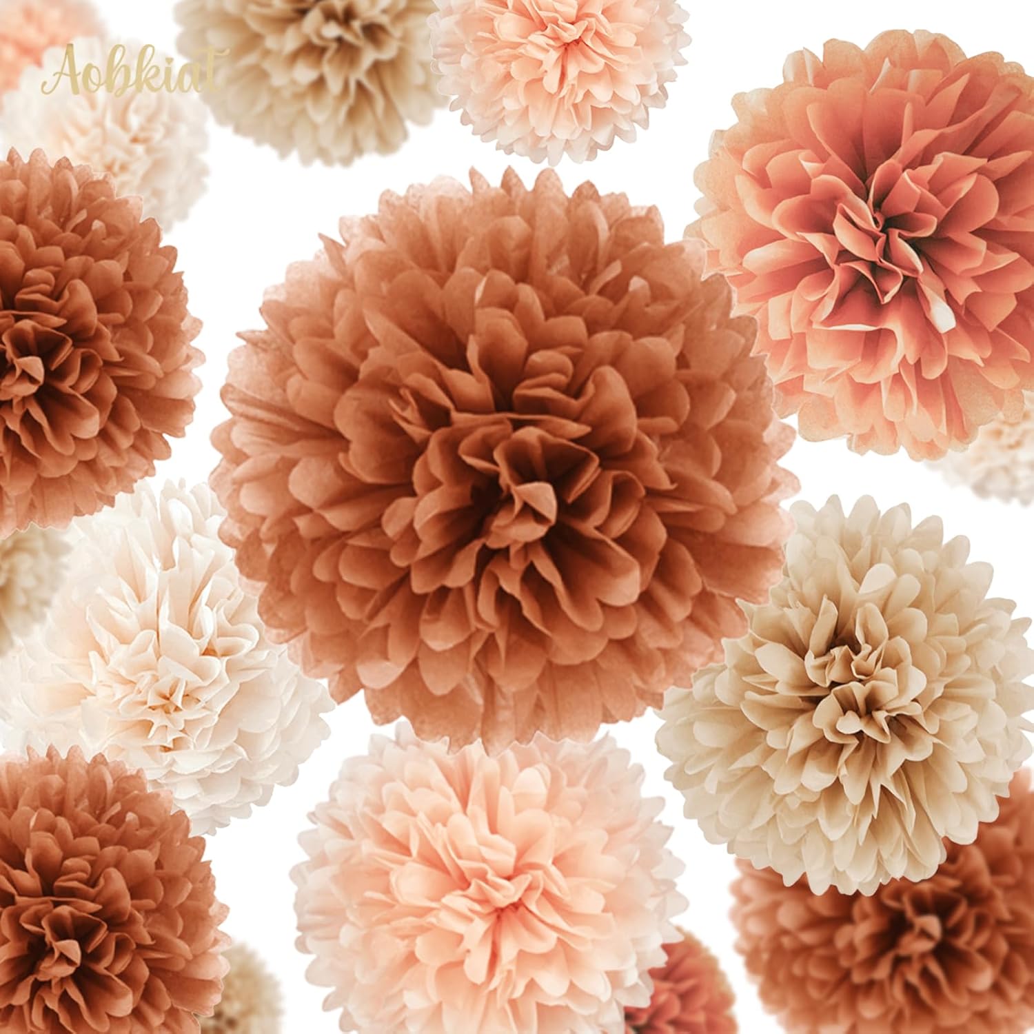 AOBKIAT Tissue Paper Pom Poms 16 PCS Fall Wedding Decorations
