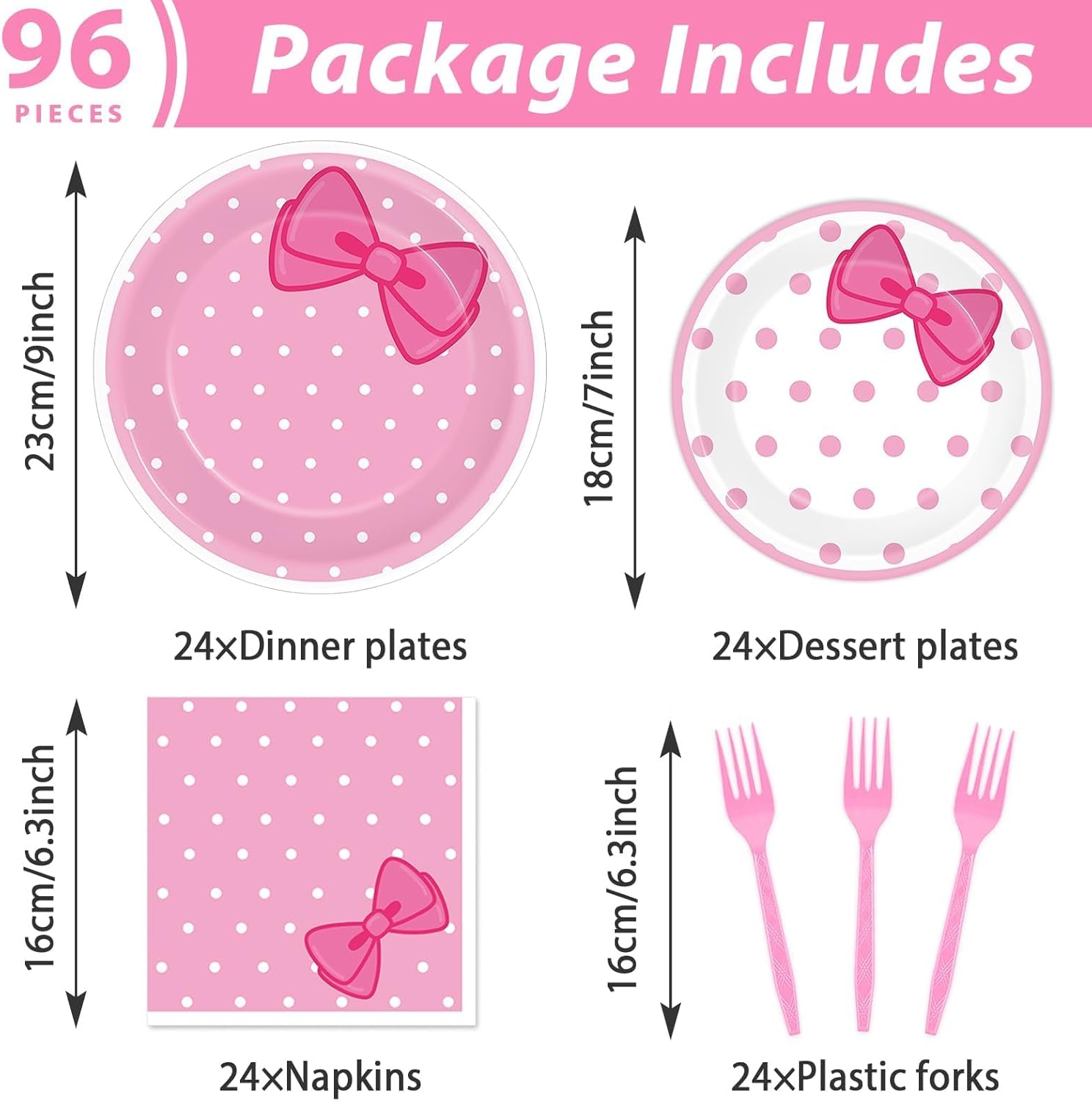 96 Pcs Pink Cat Party Supplies Set for 24 Guests