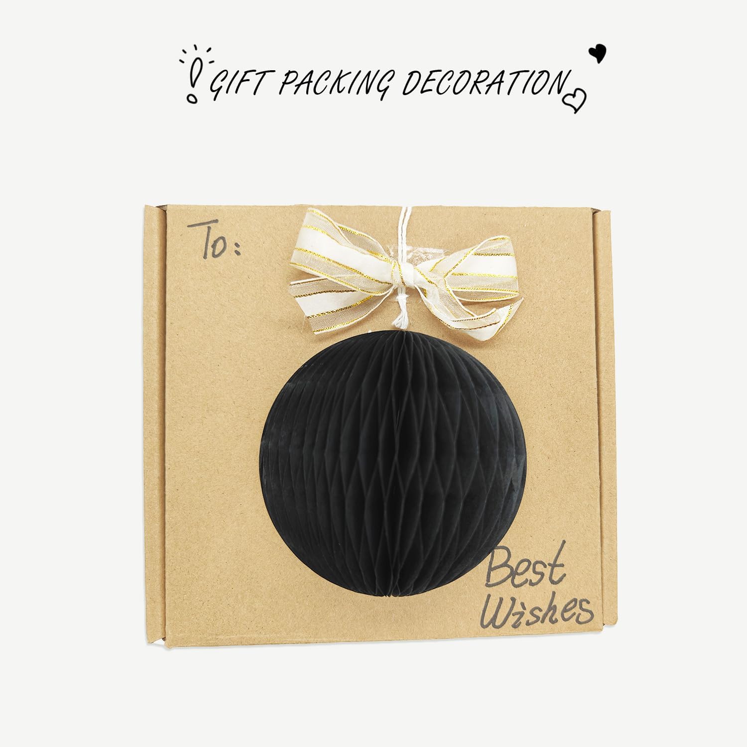 8 Piece 3 Inch Honeycomb Party Decor Balls Set Black