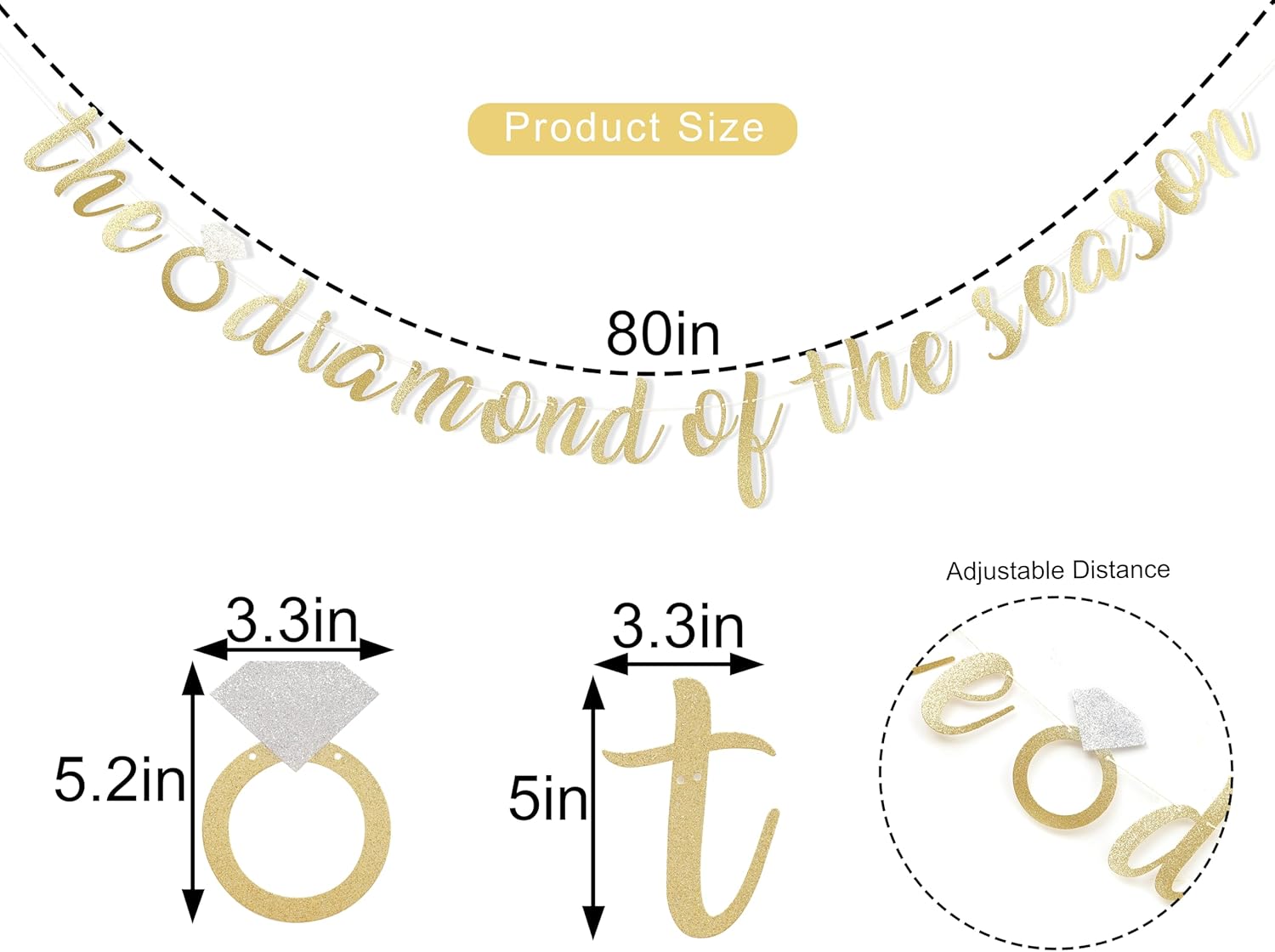 Diamond of the Season Gold Glitter Banner for Bridal Shower