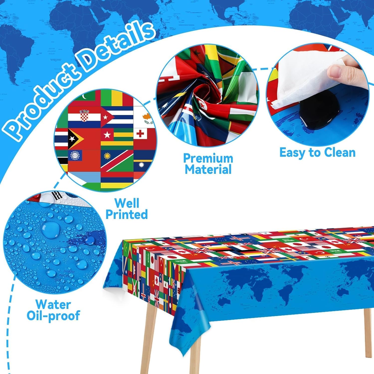 World Flag Table Cover Roll 1181x52 Inch