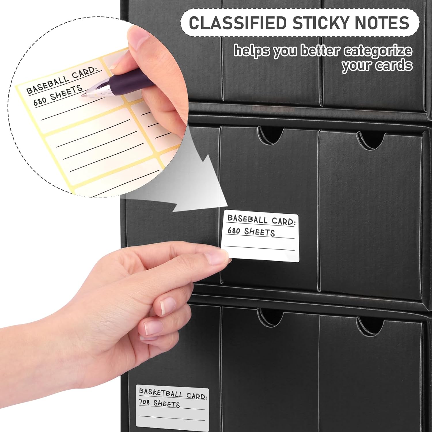 Homthy Card Storage Box with 50 Dividers and Labels