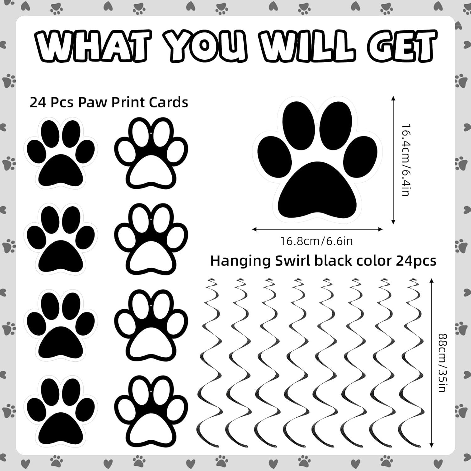 24 Pcs Dog Paw Print Party Hanging Streamers