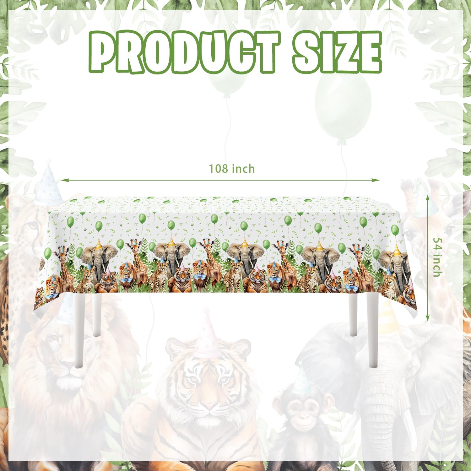 Mpanwen Safari Animal Tablecloth - 3 Pack 54 x 108 Inches