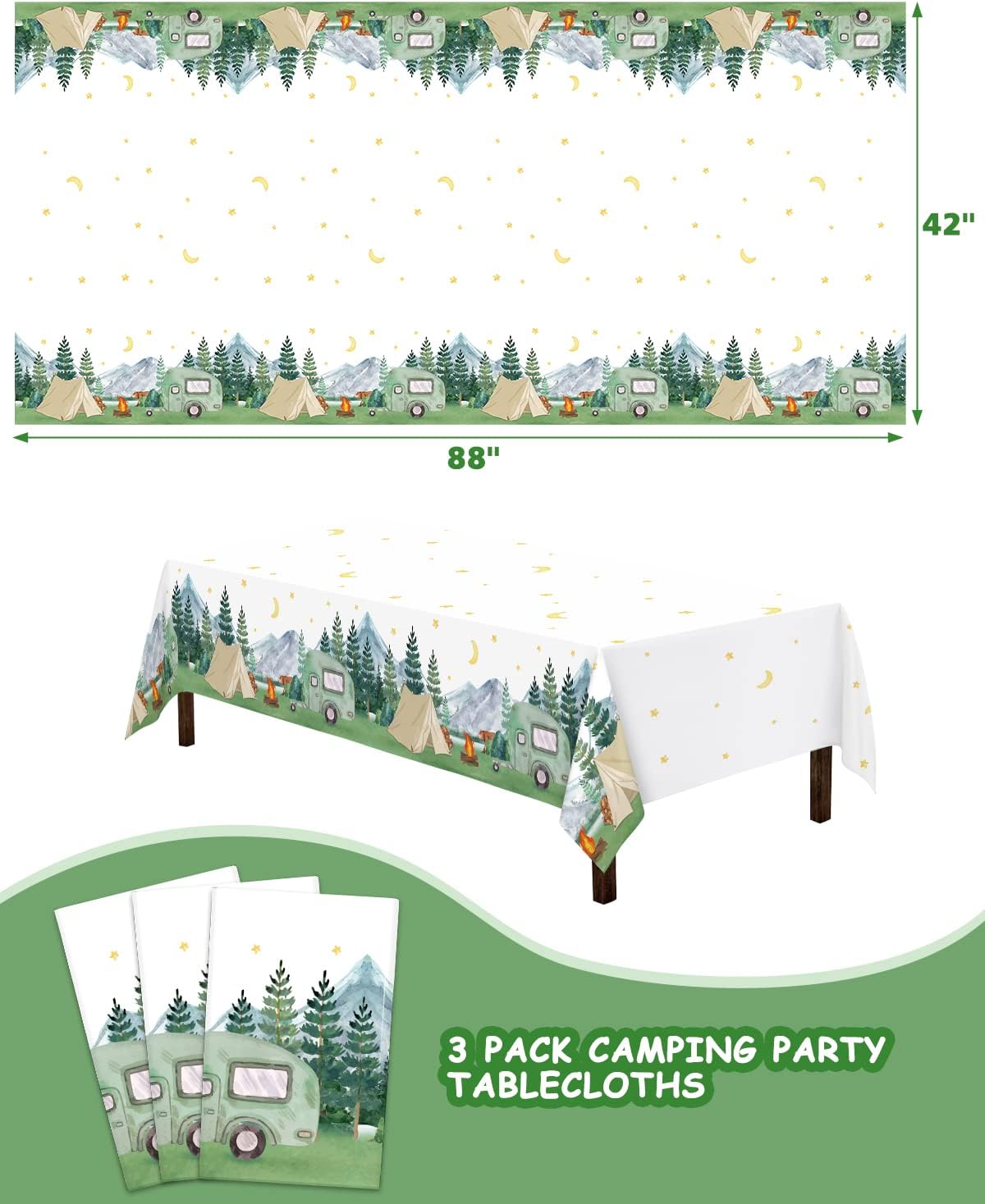 Nefelibata 3pcs Waterproof Camping Tablecloths