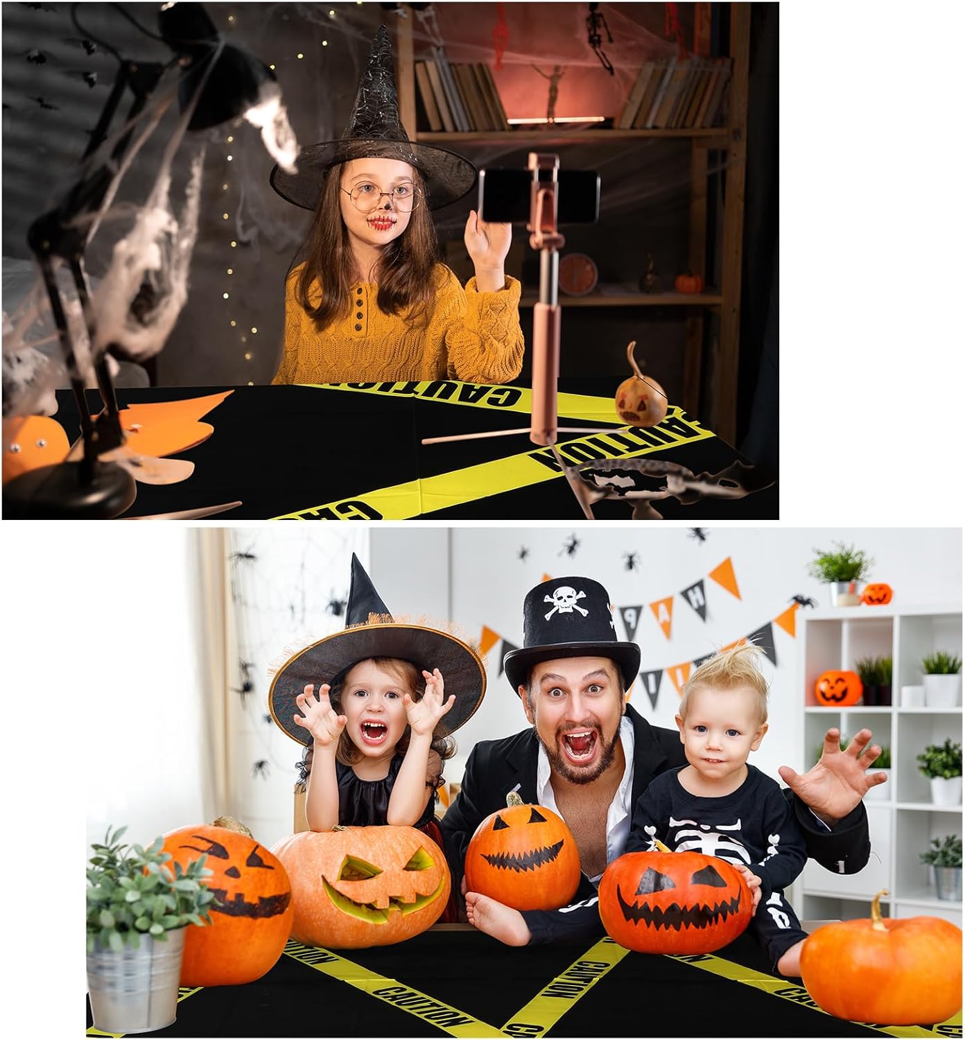 Irenare Halloween Construction Tablecloth Set of 3