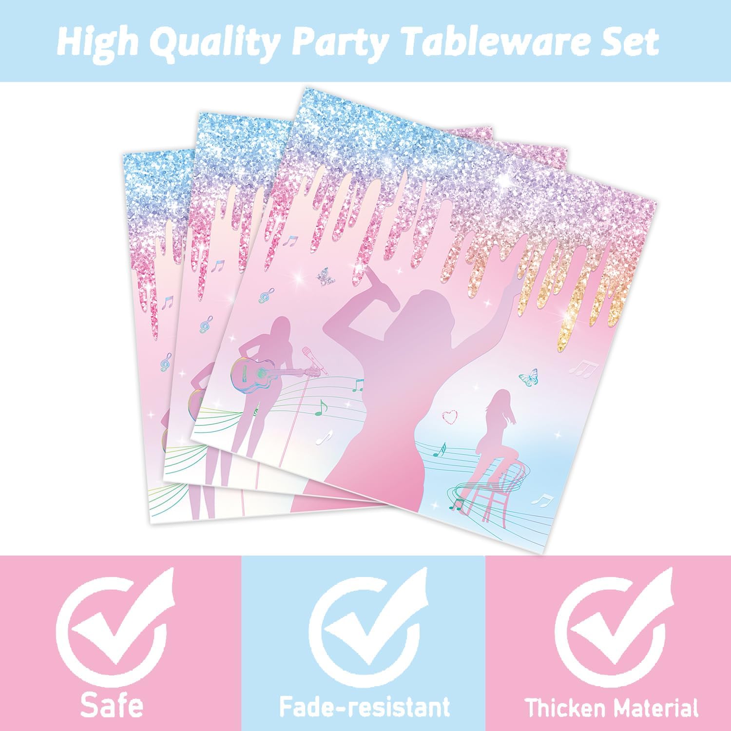142Pcs Birthday Girl Music Singer Party Supplies Set