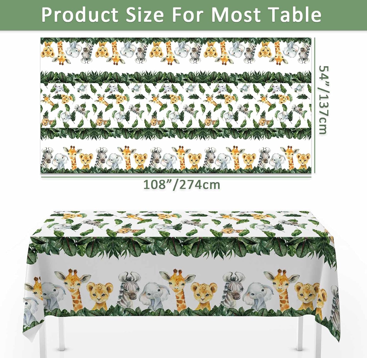 Yuzioey 3 Pack Safari Tablecloths Wild Animals Party Decor