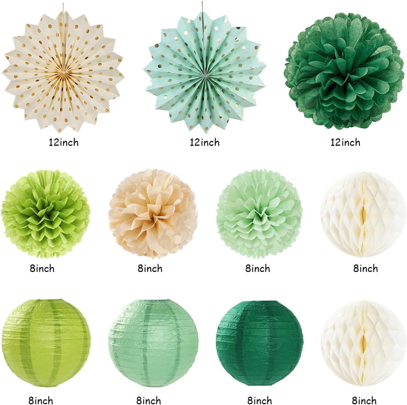 Sage Green Champagne Gold Birthday Decor 21pc Set
