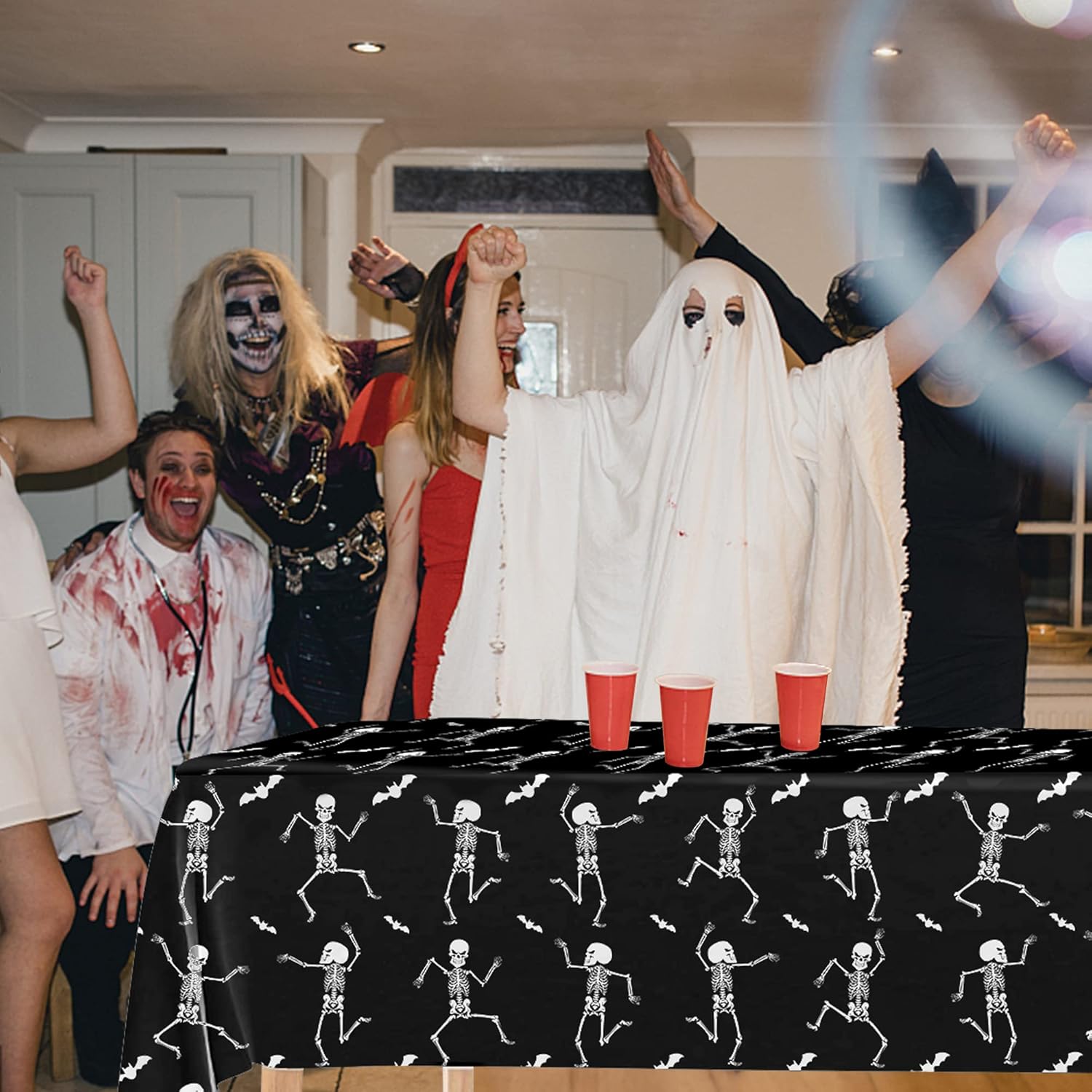Iceyyyy 3-Pack Skeleton Tablecloth - 54 x 108 Halloween Decor