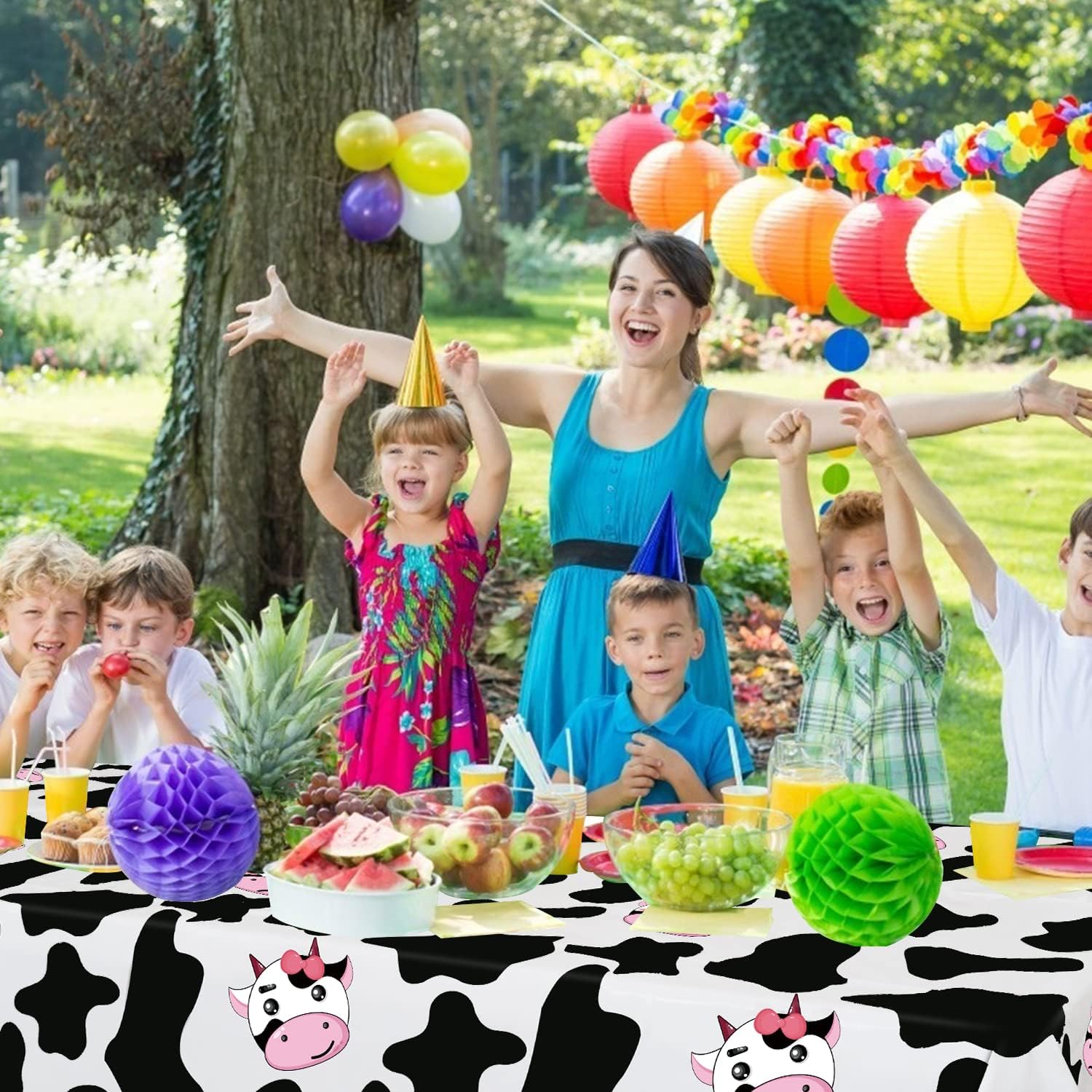 Inspireyee Cow Print Plastic Tablecloth Pack of 4 86x51 Inches
