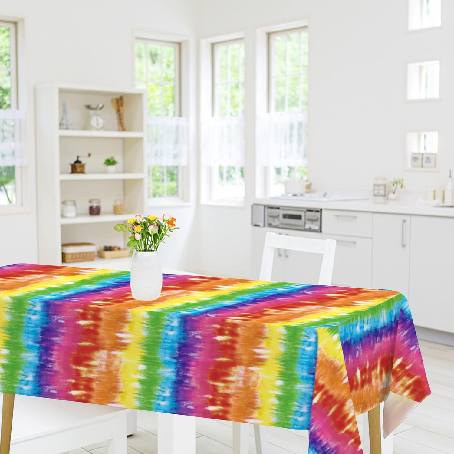 Iceyyyy 6pcs Tie Die Tablecover Rainbow Decor