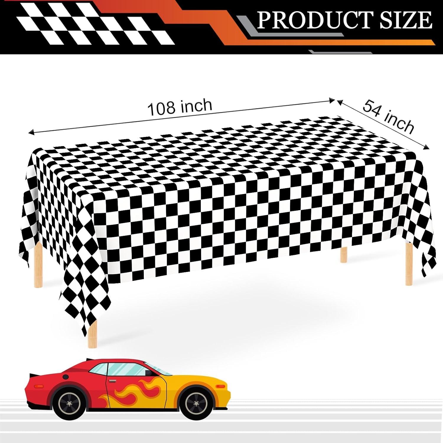 WNINK 2 Pack Black and White Checkered Party Tablecloths