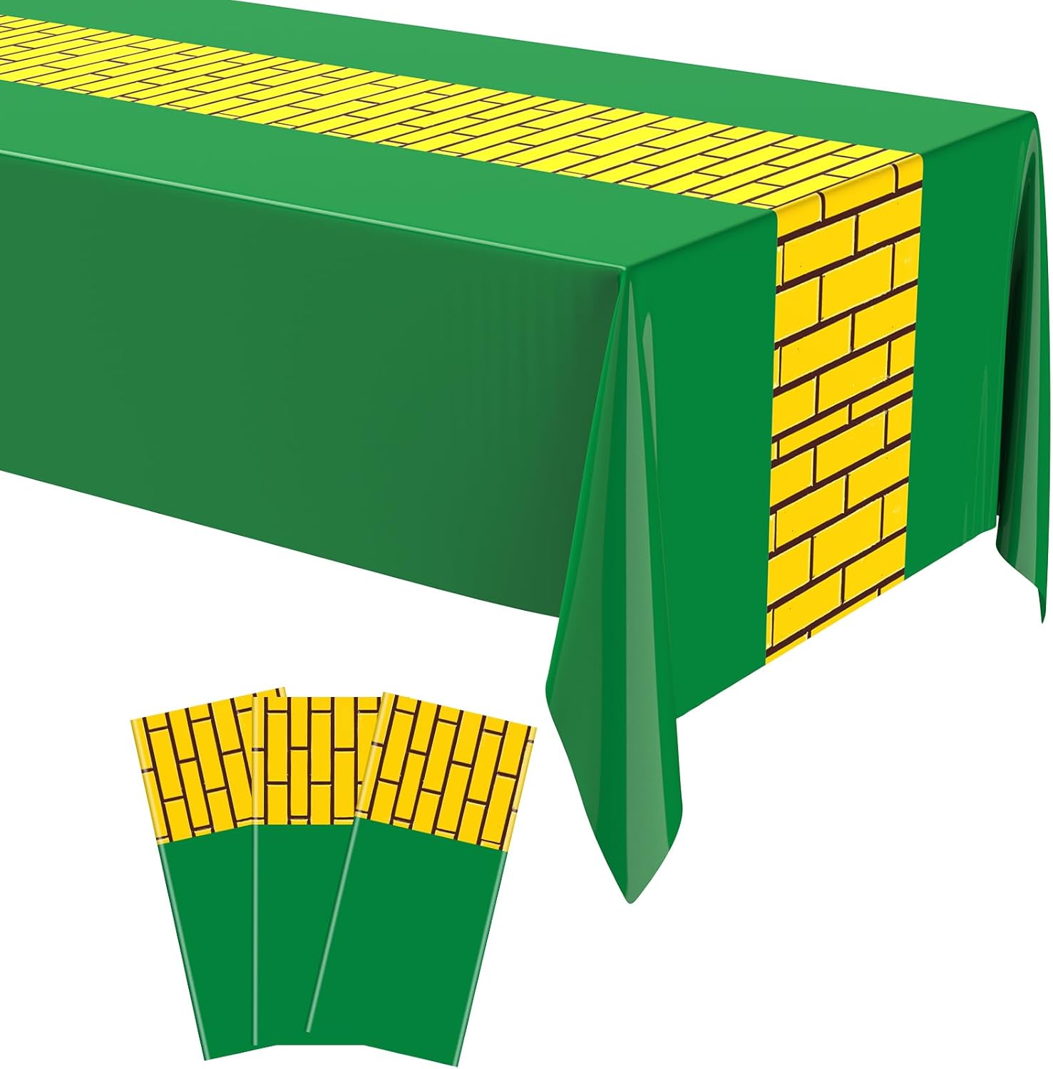3 Pcs Yellow Brick Runner Tablecloth for Halloween Party